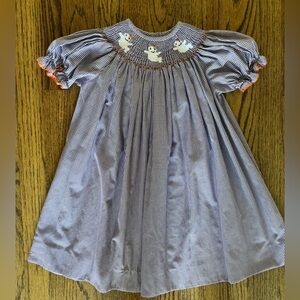 Purple and White Gingham Smocked Ghost Bishop Dress, Size 3